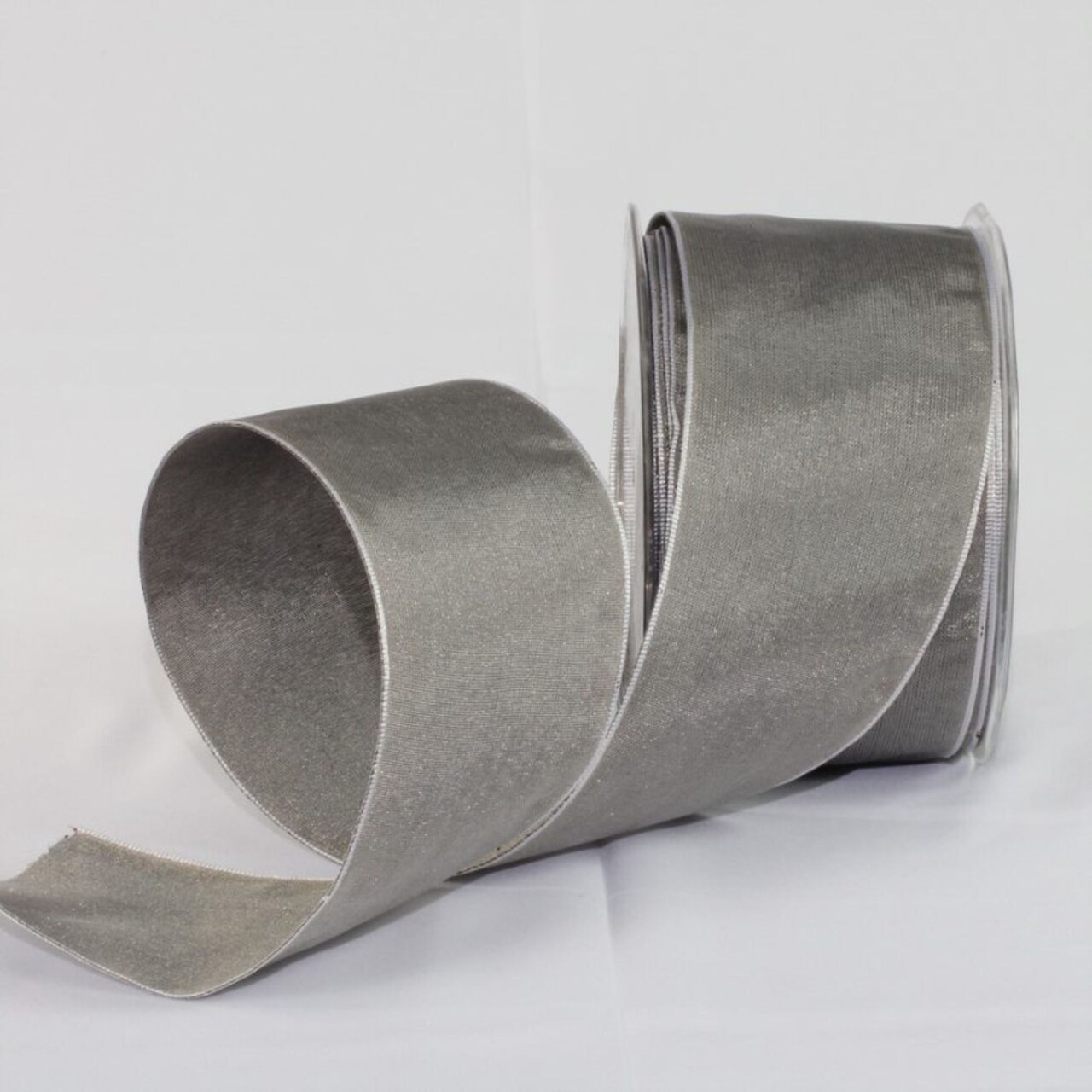 The Ribbon People Gray and Silver Solid Wired Craft Ribbon 2.5" x 27 Yards